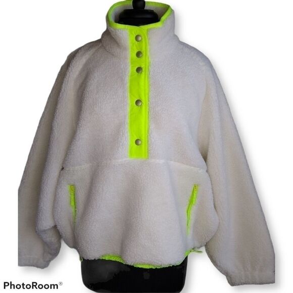 AEO Sherpa/Neon Sweatshirt/Jacket - Size Large - Picture 3 of 8